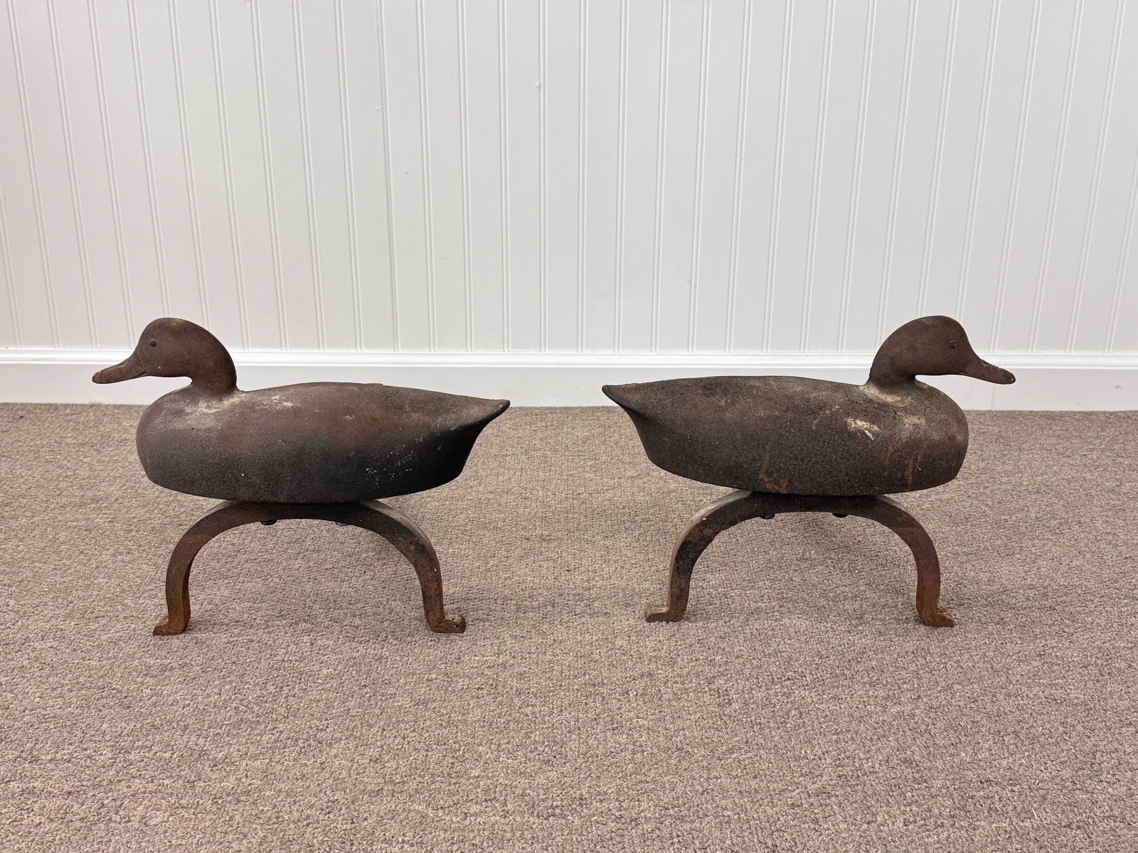 Pair of Duck Andirons Marked Richard Clancey (1 of 4)