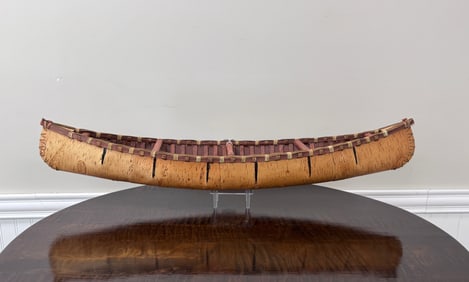 Algonquin Birch Bark Model Canoe - 37" long
