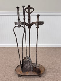 Arts & Crafts Style Hand Hammered Fireplace Tools