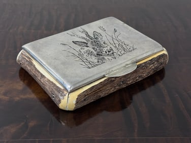 Silver & Antler Dresser Box with Deer