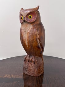 Folk Art Owl Wood Carving