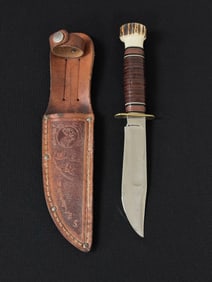 Marbles Hunting Knife w/ Leather & Stag Handle