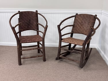 Old Hickory Hoop Back Rocker & Arm Chair