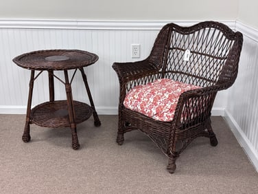 Bar Harbor Wicker Chair and Table