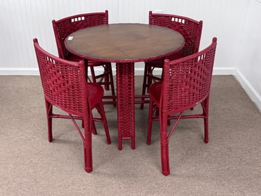 Heywood Wakefield Petite Wicker Table & Chair Set