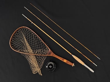 Bamboo Fly Rod, G. Loomis Reel & Trout Net