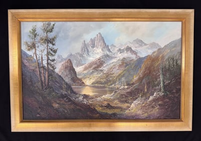 Mountain Scene Oil on Canvas Painting
