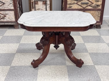1880s Marble Top Walnut Coffee Table