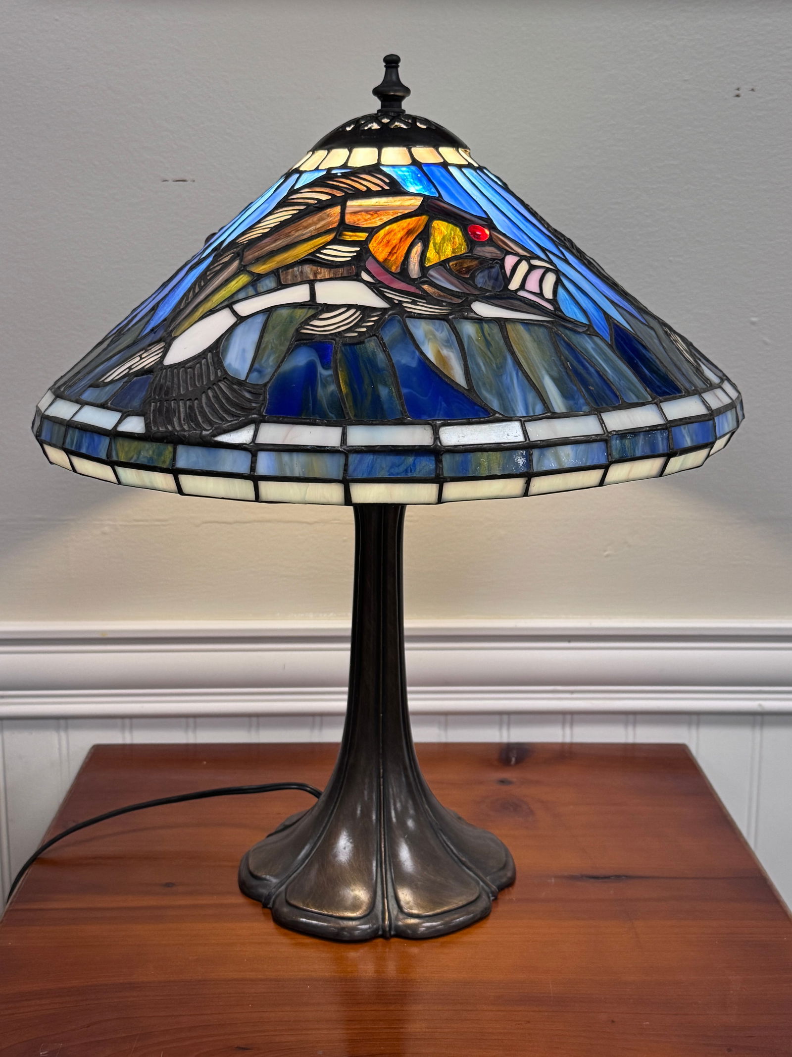 Contemporary Leaded Glass Table Lamp w/ Fish (1 of 3)