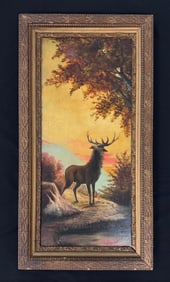 Oil on Canvas Painting of an Elk