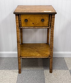 Bamboo Side Table with Maple Inlaid Top