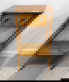 Bamboo Side Table with Maple Inlaid Top: 15.5" x 13.5" x 28" tall.