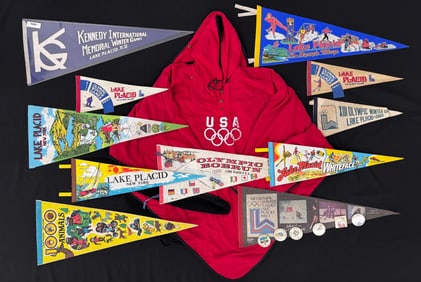 Lake Placid 1980 Olympic Felt Pennants & Poncho
