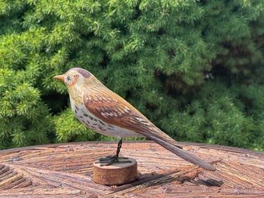 Hazel Tyrrell Wood Thrush Folk Art Bird Carving