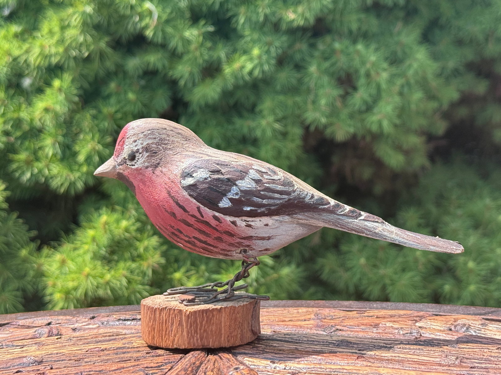 Hazel Tyrrell Finch Folk Art Bird Carving (1 of 5)