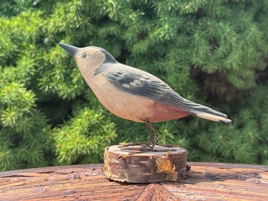 Hazel Tyrrell Nuthatch Folk Art Bird Carving