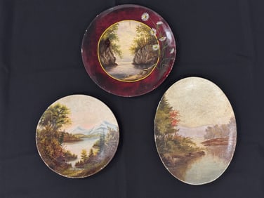3 Adirondack Hand Painted Scenic Plates