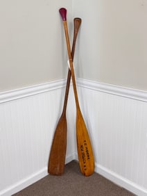 2 Wooden Canoe Paddles