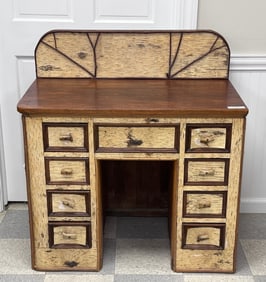 Birch Bark Rustic Kneehole Desk