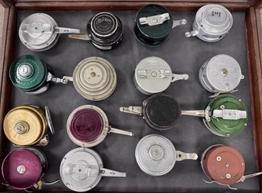 Collection of 16 Automatic Fly Reels