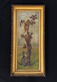 Oil on Canvas Painting of 3 Cats