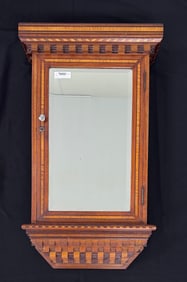 Marquetry Medicine Cabinet w/ Beveled Mirror