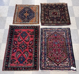 4 Oriental Hand Woven Throw Rugs