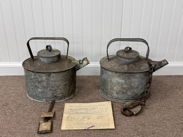 2 D & H Railroad Galvanized Cans & More