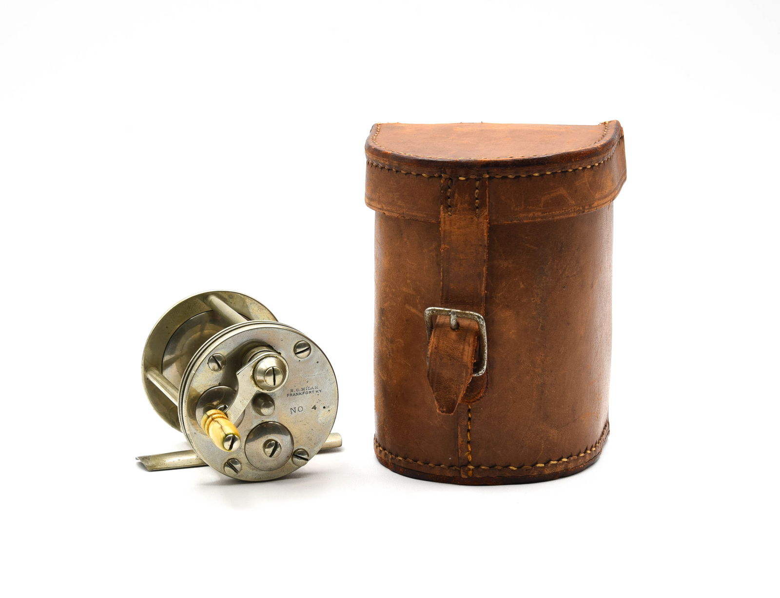 B.C. Milam No. 4 German Silver Casting Reel (1 of 3)