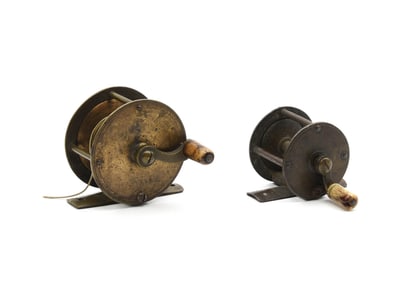 2 Early Brass Winch Reels