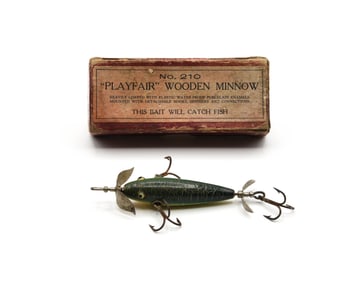Early "Playfair" Wooden Minnow Box