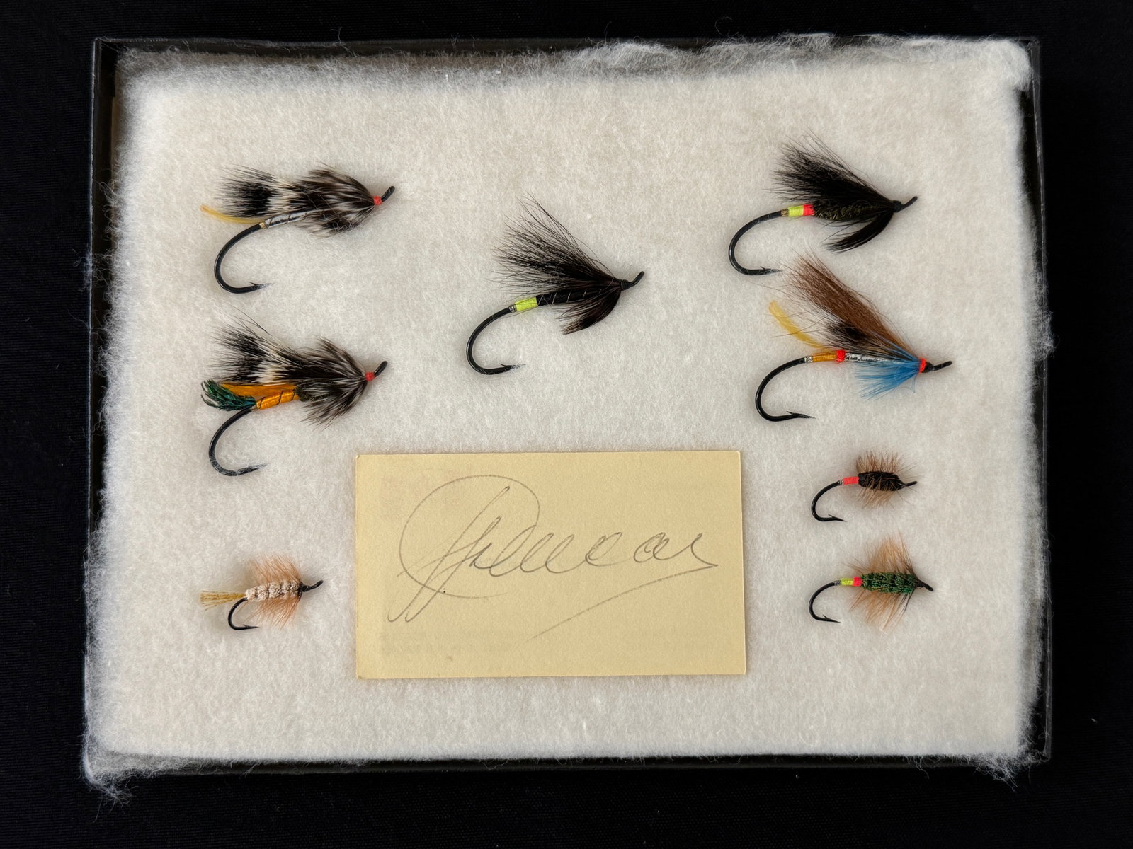 Warren Duncan Flies: 8 excellent condition flies tied for Bill Hrinko by the late New Brunswick tyer Warren "Dunc" Duncan (1948-2007). Originating from Hrinko's estate, each unfished fly was tied by Duncan in 1999 and is