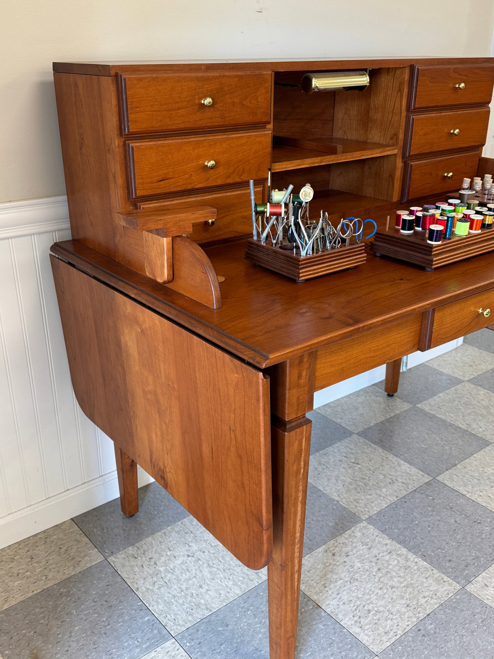 Custom Cherry Fly Tying Desk - 2