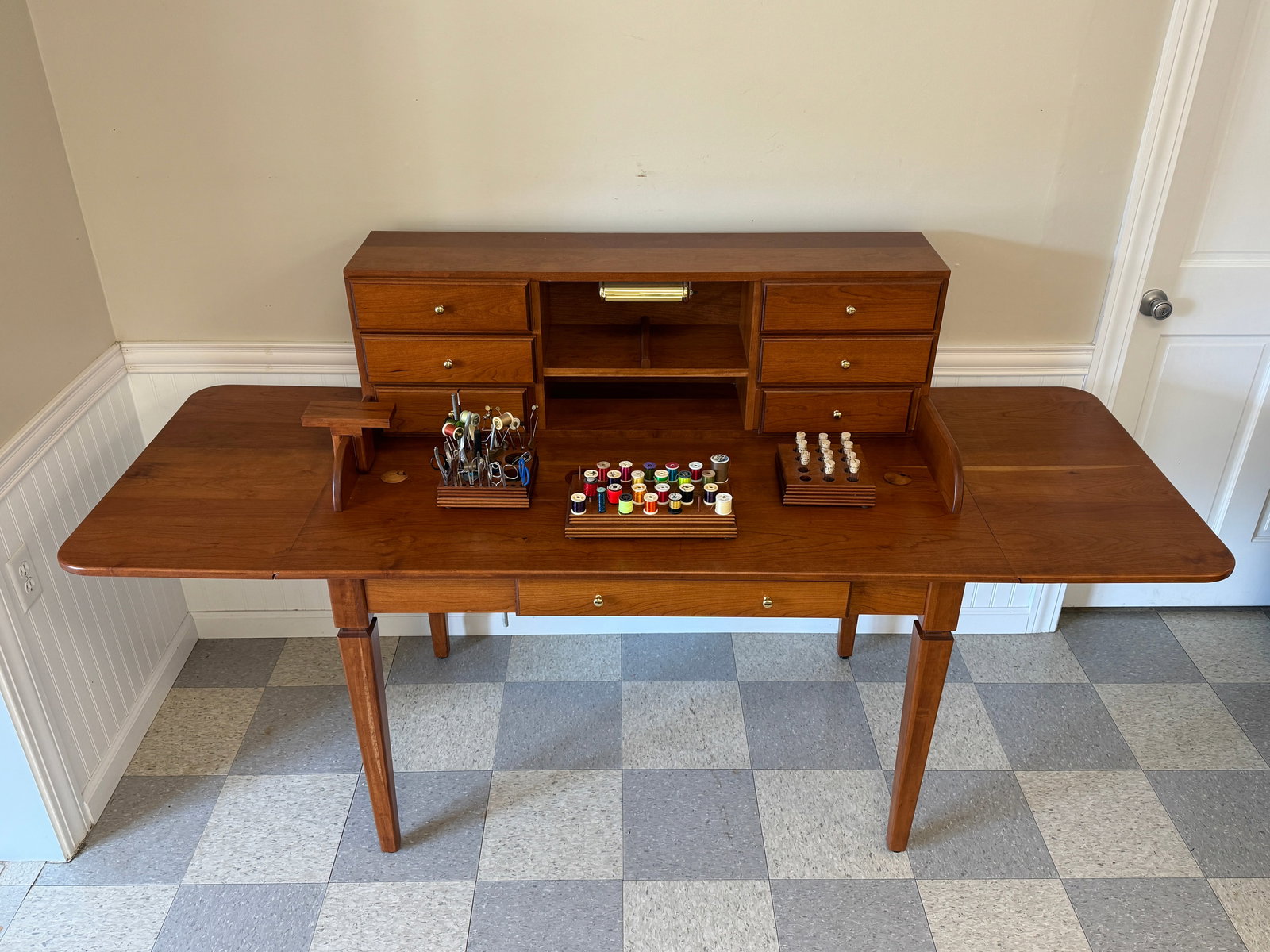 Custom Cherry Fly Tying Desk - 4