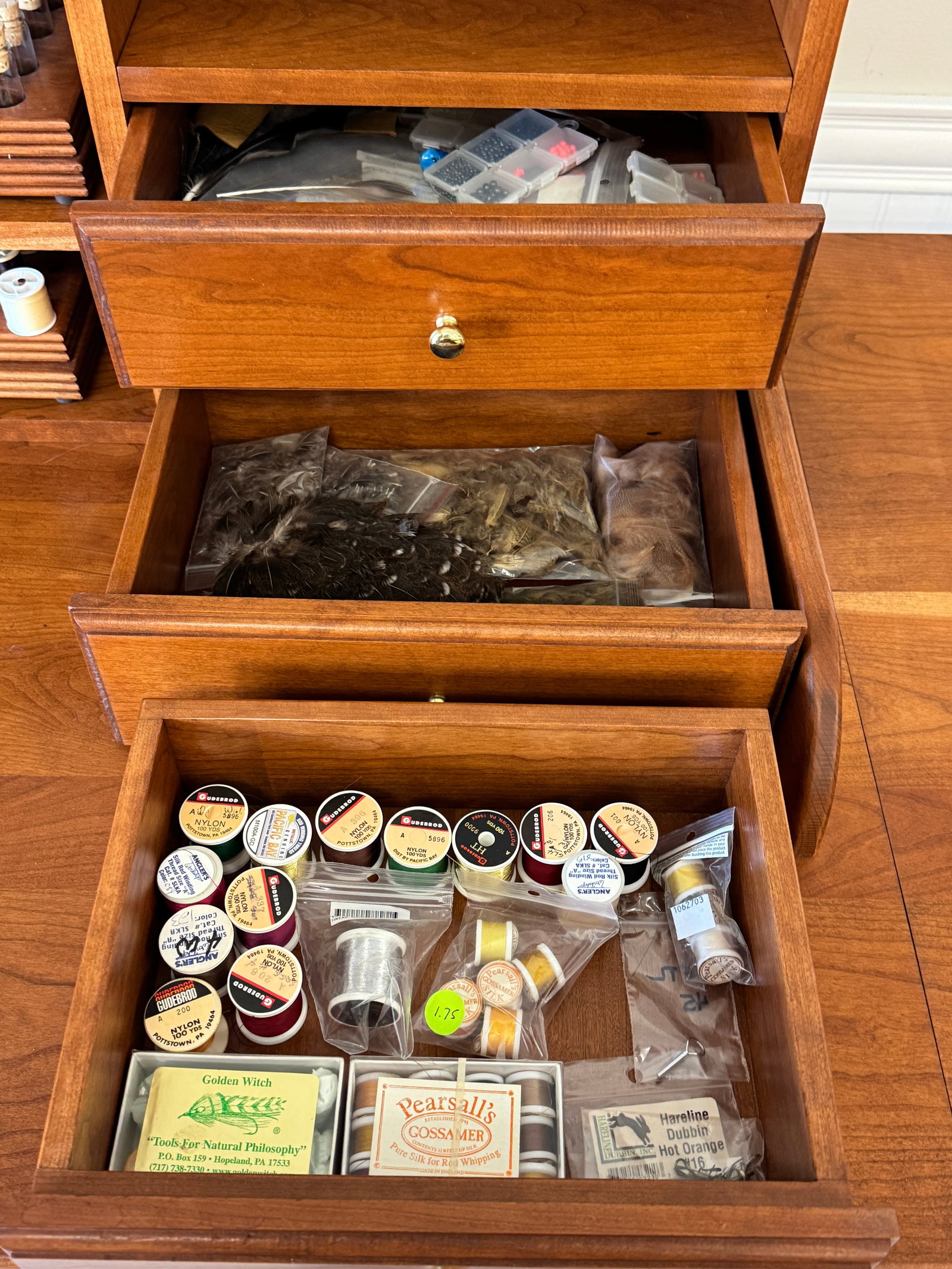 Custom Cherry Fly Tying Desk - 7