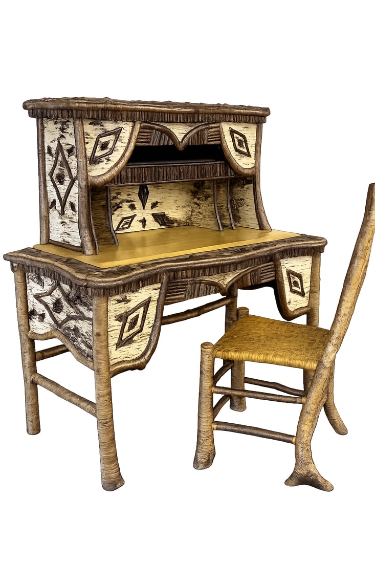 Adirondack Mosaic & Birch Writing Desk and Chair (1 of 10)