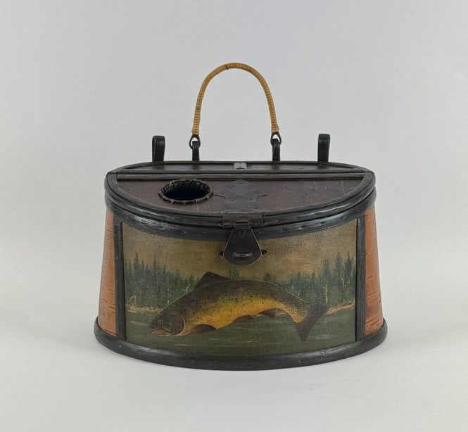 Joe E. Neale Fishing Creel w/ Hand Painted Trout (1 of 6)
