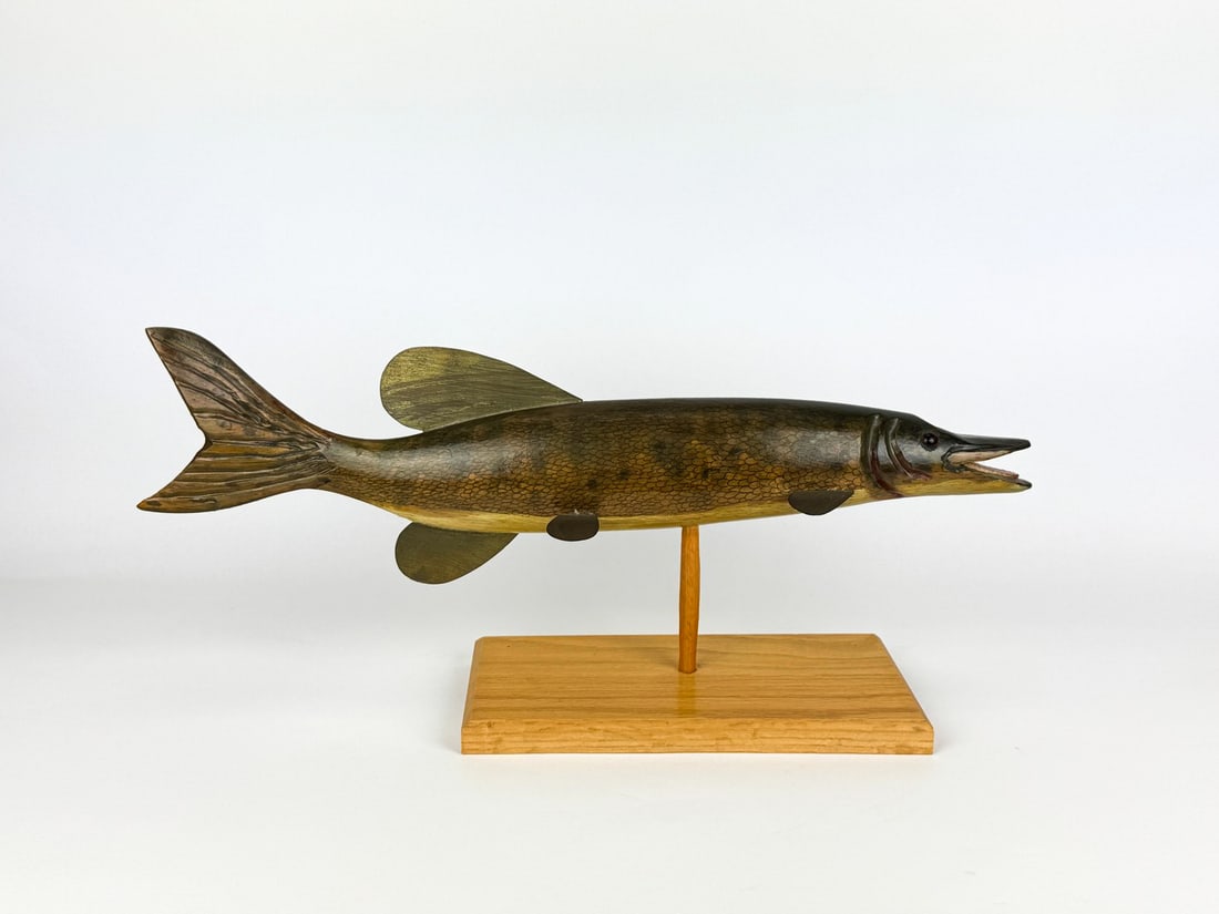 Wooden Carved and Painted Northern Pike (1 of 3)