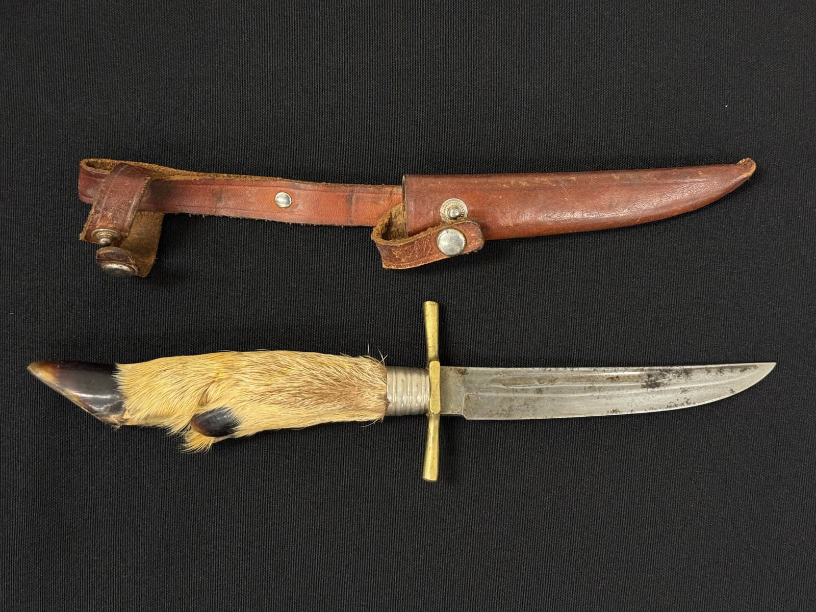 German Hunting Knife with Deer Fawn Hoof Handle (1 of 2)