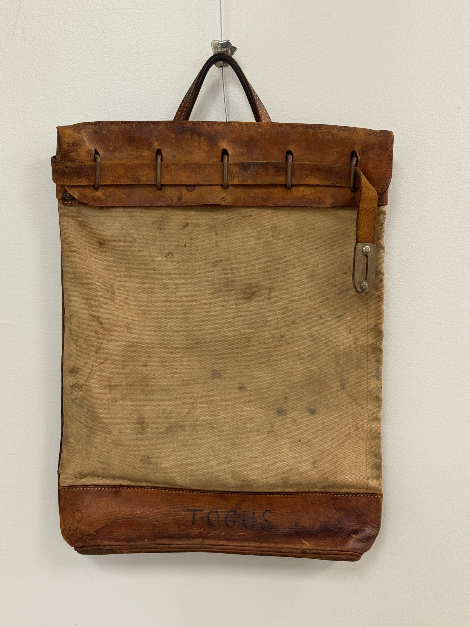 Camp Togus Adirondack Mail Bag: made of canvas and leather. 19" tall. From Whitney Park.