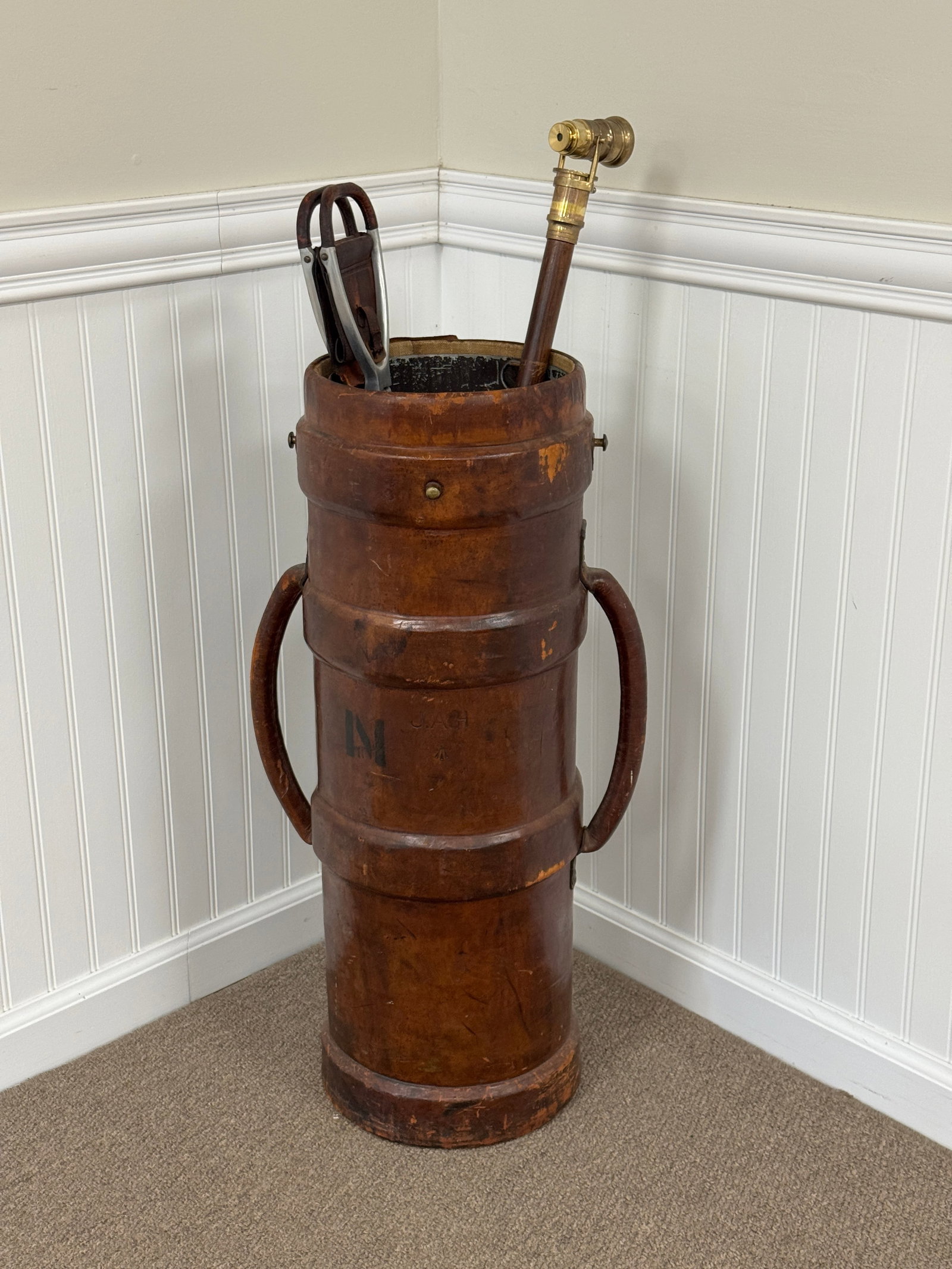 Leather Artillery Case, Telescope Cane & Umbrella (1 of 4)
