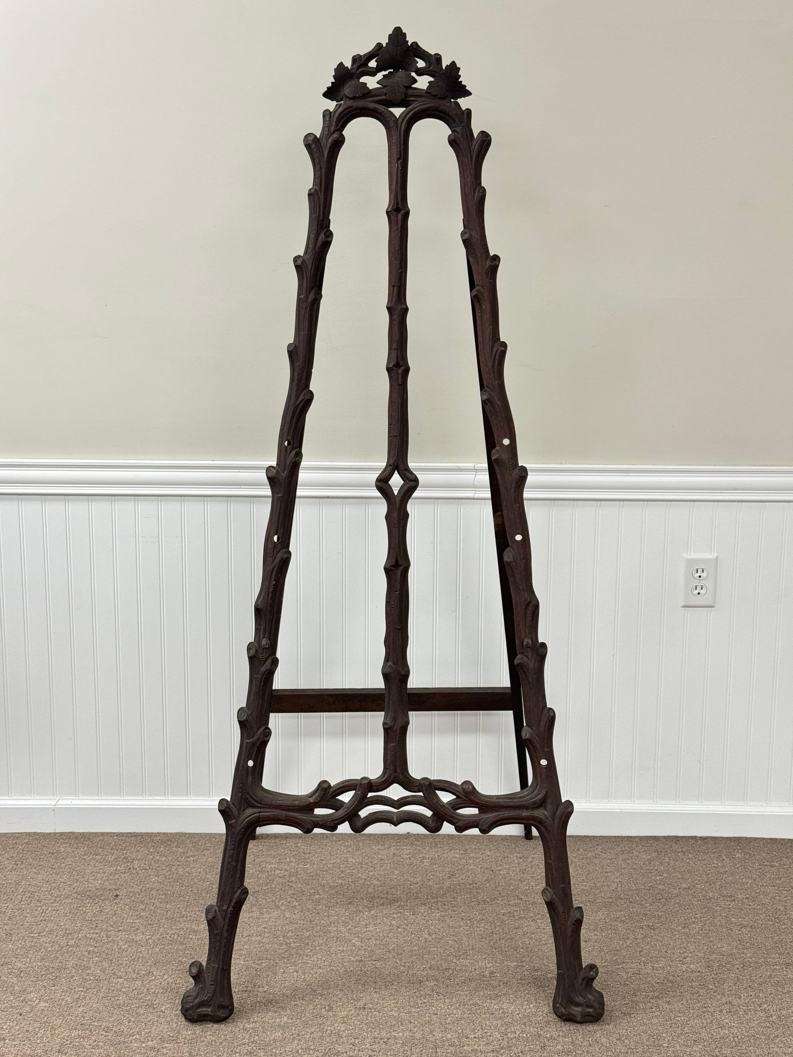 Black Forest Carved Easel: 6' tall. Dark original finish.