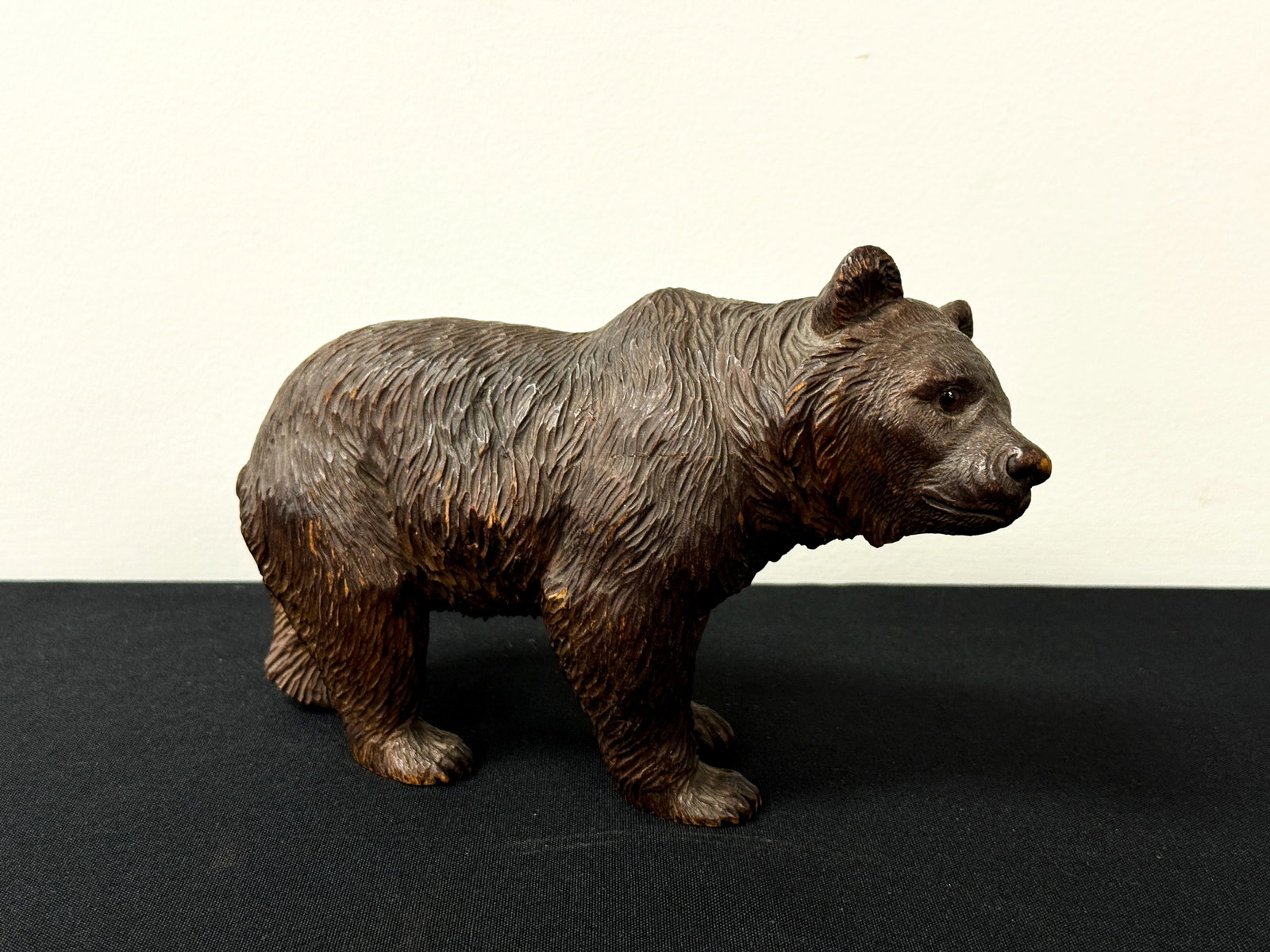 Black Forest Bear Carving: 7 3/4" long. Good detail, glass eyes.