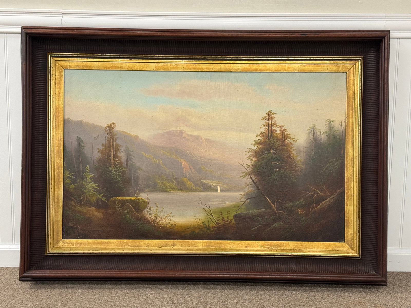 Mountain Lake Scene Oil Painting (1 of 4)