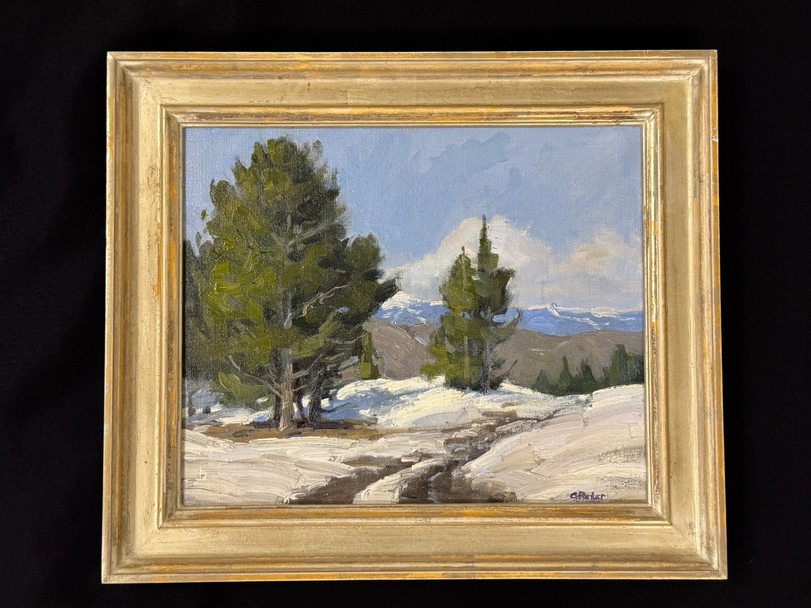Geoff Parker "View from Carter Mountain" Painting: oil on canvas painting, 13.25" x 15.25" . From Whitney Park.
