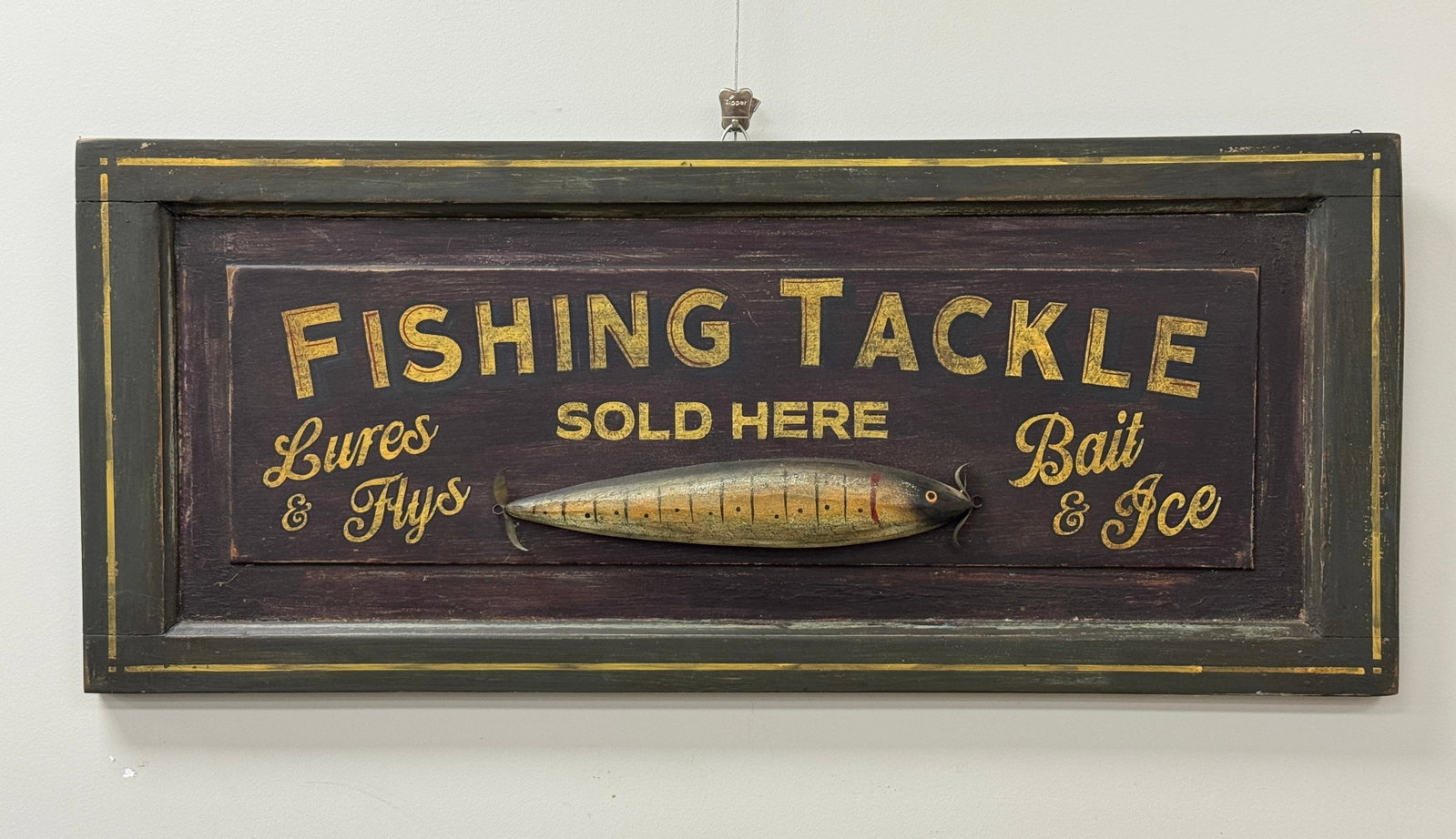 Hand Painted Fishing Tackle Bait Store Sign (1 of 3)