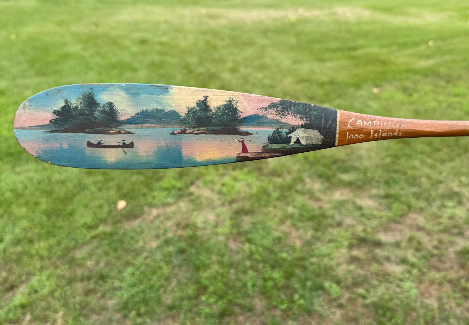 Keech "Camping Thousand Islands" Souvenir Paddle: excellent condition. 22" long. Alpheus Keech (1855-1926) From the Collection of Dr. Dean Hyde.