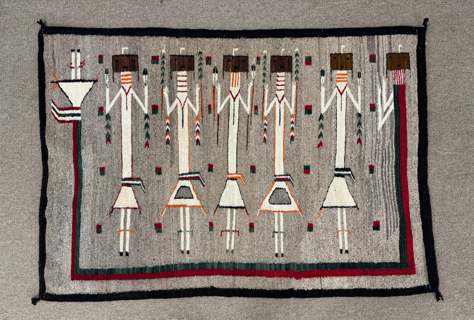 Navajo Yei Rug: Southwestern weaving in excellent condition. 39" x 56"