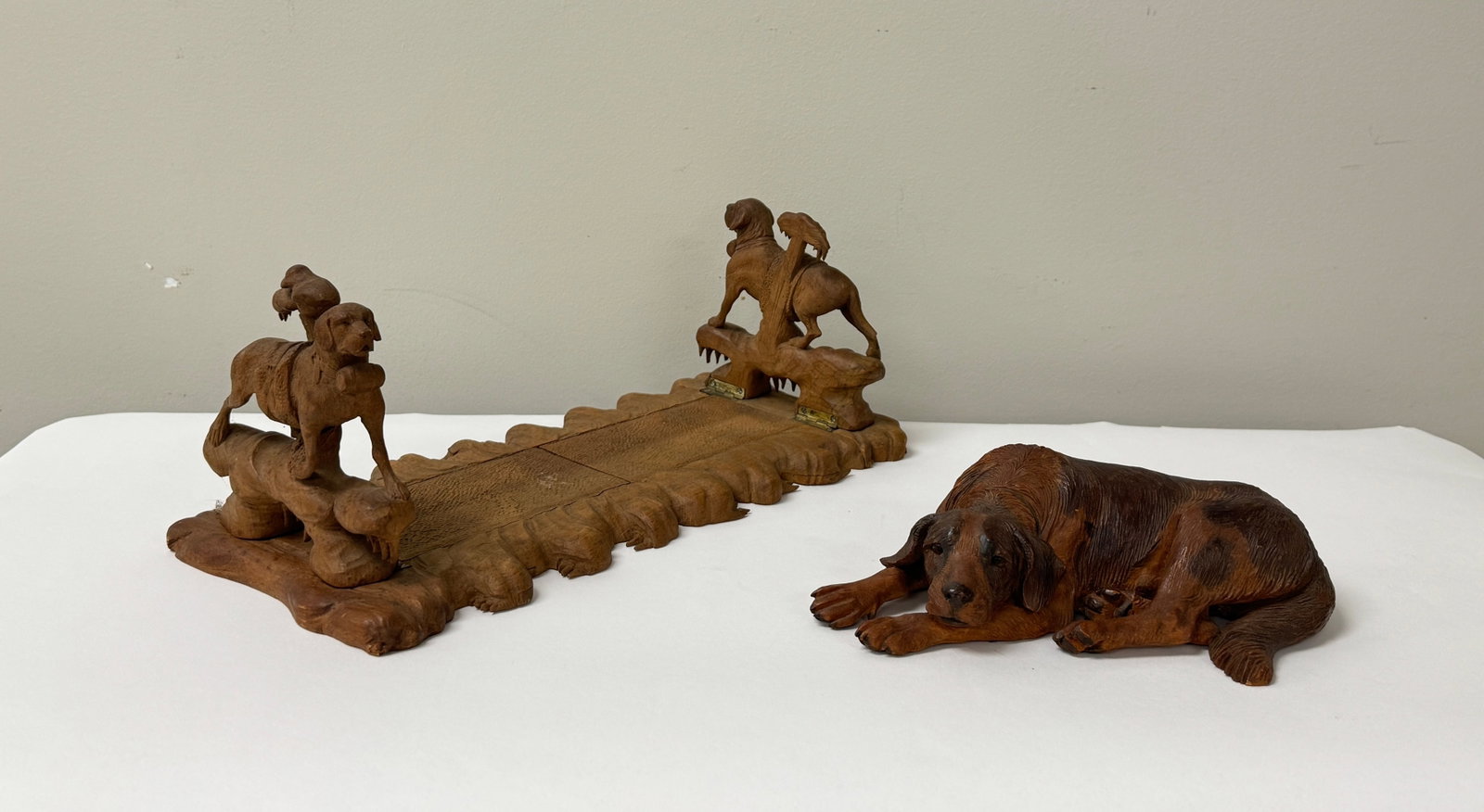 Black Forest Carved Dog Carvings (1 of 4)