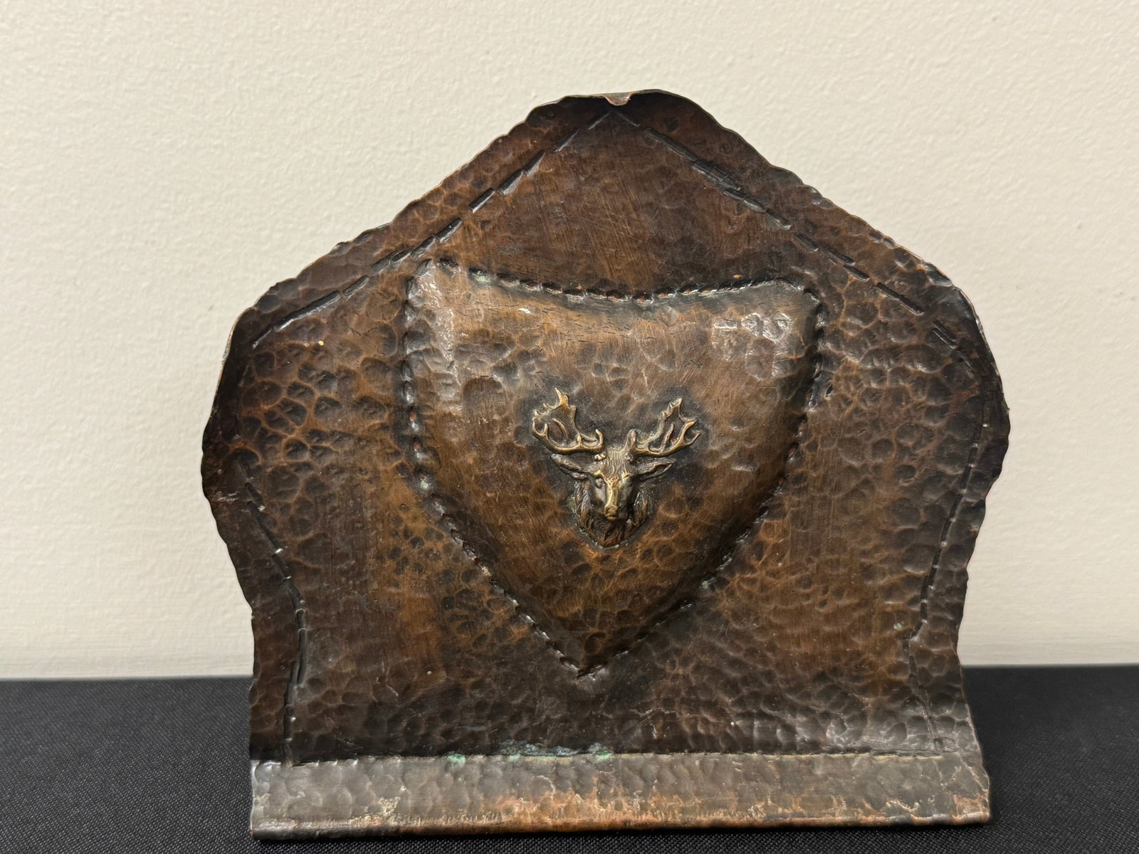 Hammered Copper Bookends with Deer Head - 2